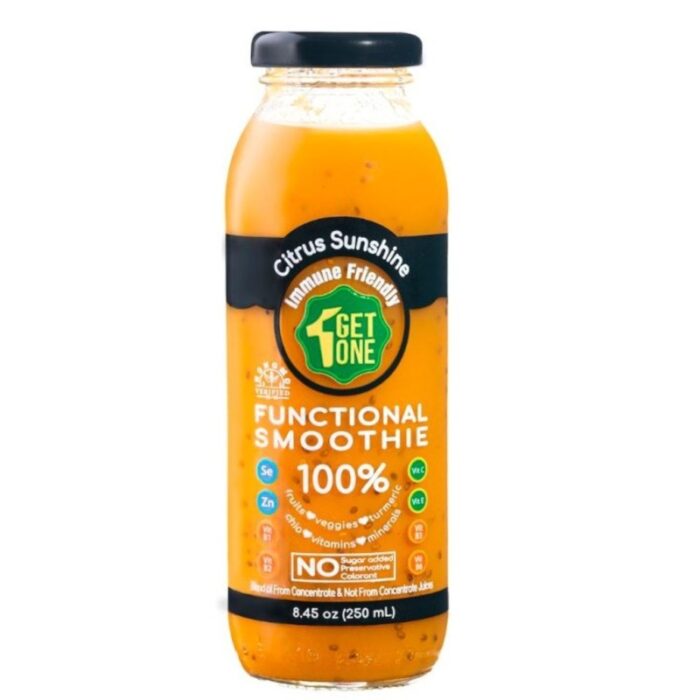 Get One. Citrus Sunshine Functional Smoothie 100%.  No Added Sugar. No Preservative Colorant. with Vitamins 250ml - Image 1
