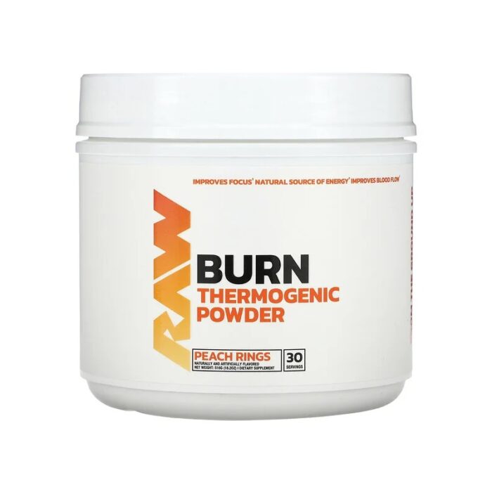 Raw Nutrition, Burn, Thermogenic Powder, Peach Rings, 516g - Image 1