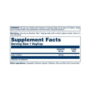 Solaray Acetyl L-Carnitine 500m3 - Image 2