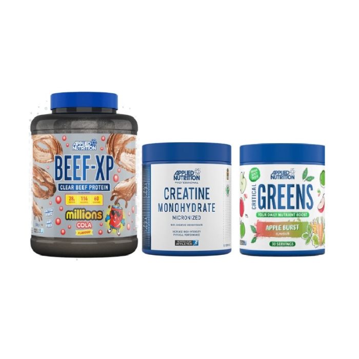 Applied Nutrition Bundle, Beef-XP Clear Beef Protein Millions Cola , Creatine Monohydrate , Greens Apple Burst - Image 1
