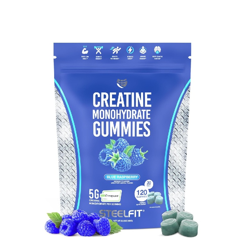 blue blue Steel Fit Creatine Gummies Blue Raspberry Flavor - Image 1