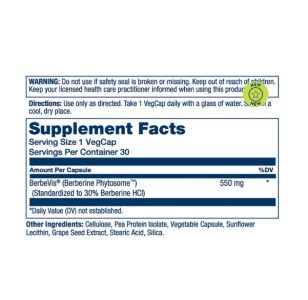 Solaray ProSorb Berberine 9x Absorption 550mg 30 Caps - Image 2