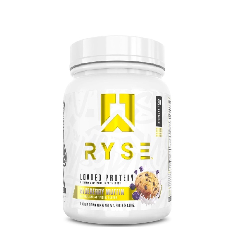 blue RYSE Loaded Protein Powder - Blueberry Muffin Flavor - Image 1