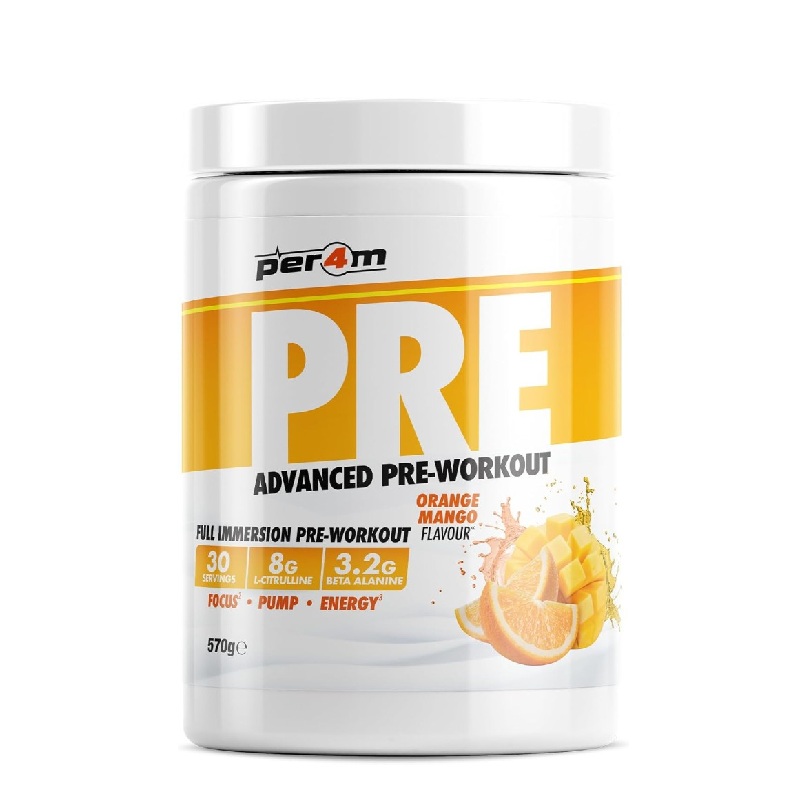 pre orange Per4m Pre Workout Powder Orange Mango Flavor - Image 1